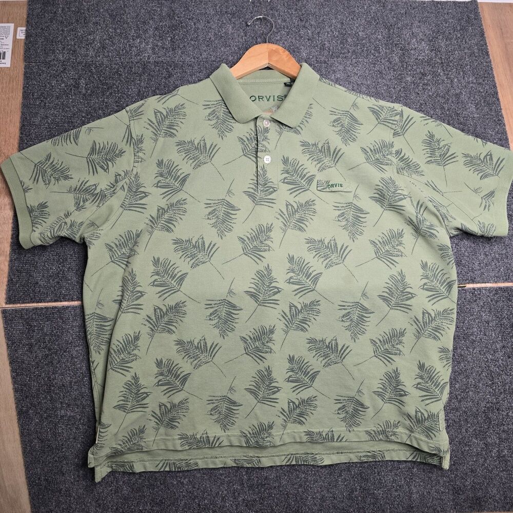 Orvis Men's XL Green Polo Shirt Fly Fishing Embroidery Short Sleeve Shirt